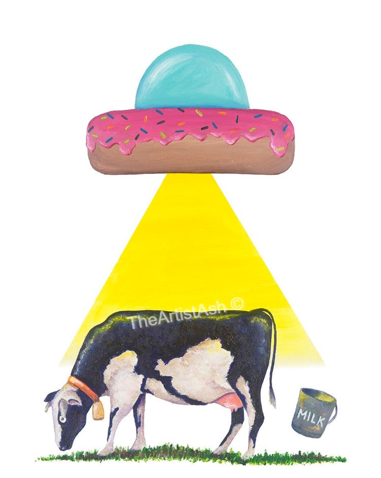 UFO Cow Donut Print