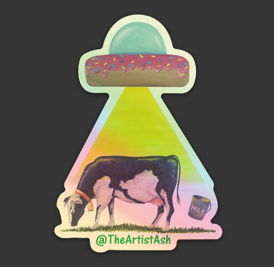 UFO Cow Sticker