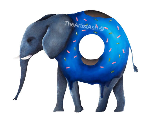 Elephant Donut Print
